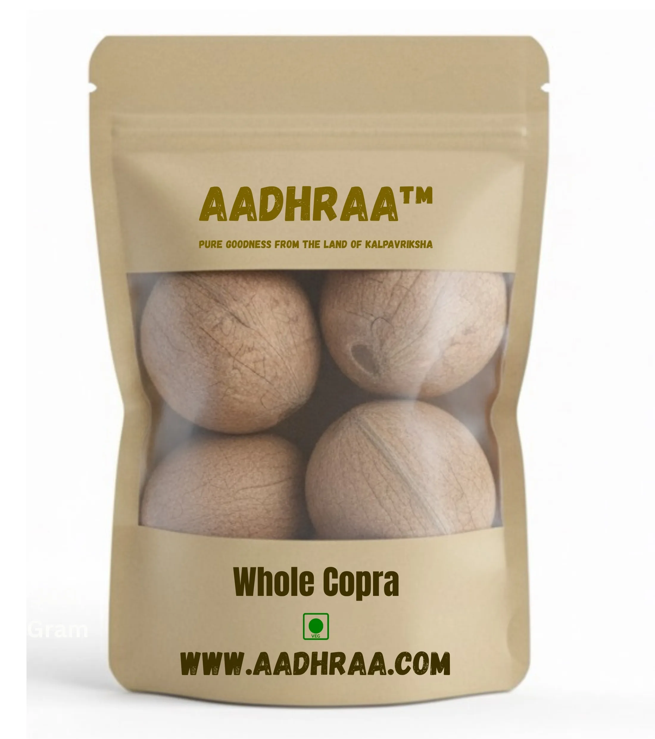 AADHRAA Premium Tiptur Dry Copra or Dry Coconut Whole/Uncut 300 Gram