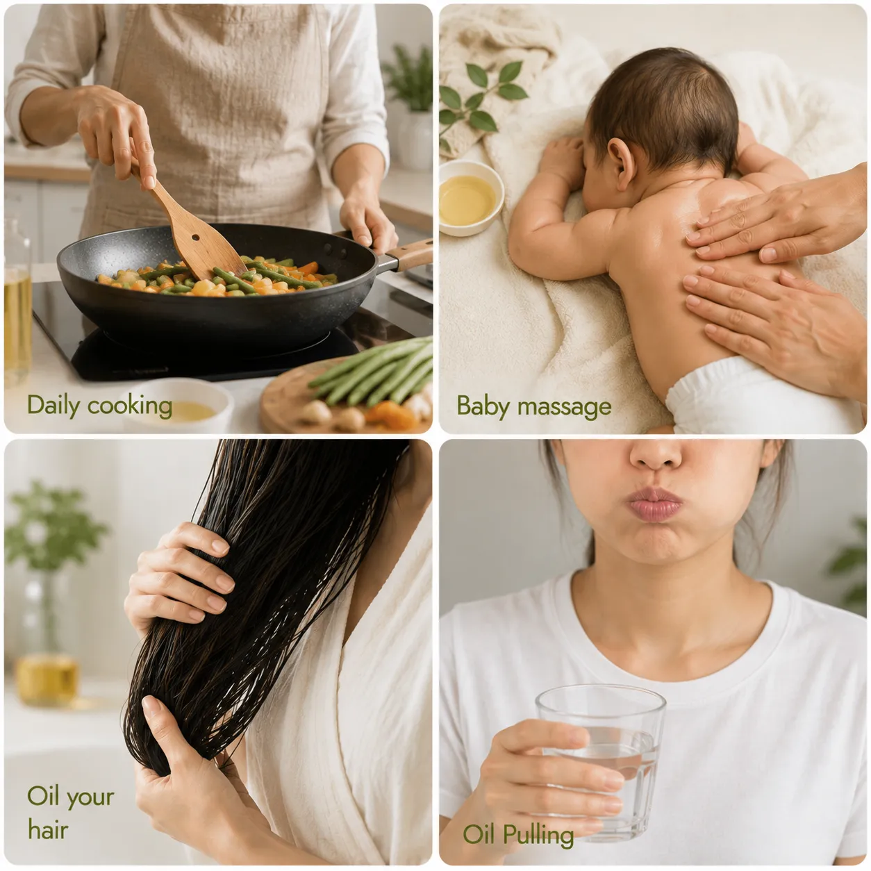Aadhraa Cold Pressed Coconut Oil (1 Liter) | Pure, Unrefined Edible Oil from Selected Tiptur Coconuts | For Cooking, Hair Care & Baby Massage