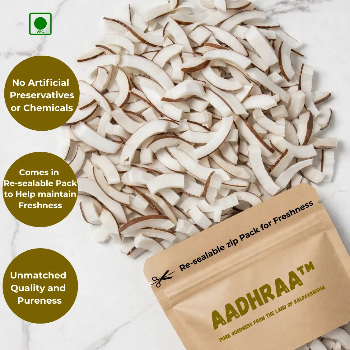 AADHRAA Premium Tiptur Dry Copra or Dry Coconut Slice 1.5 Kg